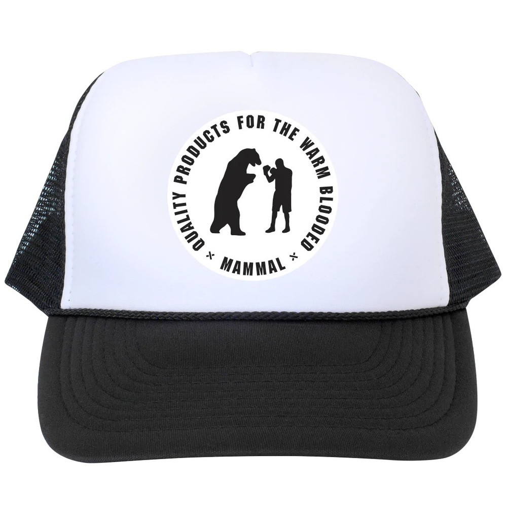 Foam/Mesh 5 panel snapback trucker with Mammal Icon heat transfer art. New!